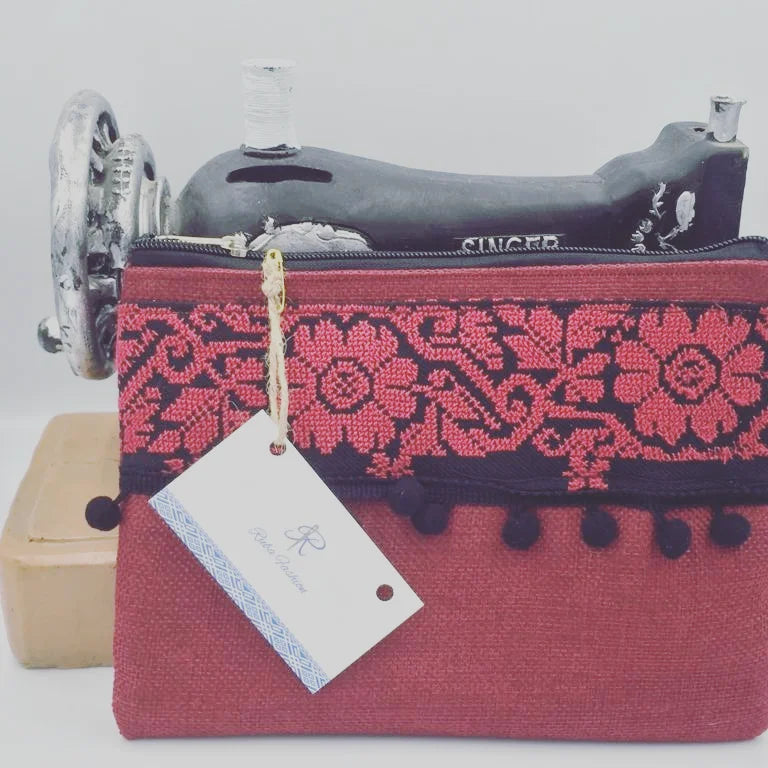 Clutch with embroidery added